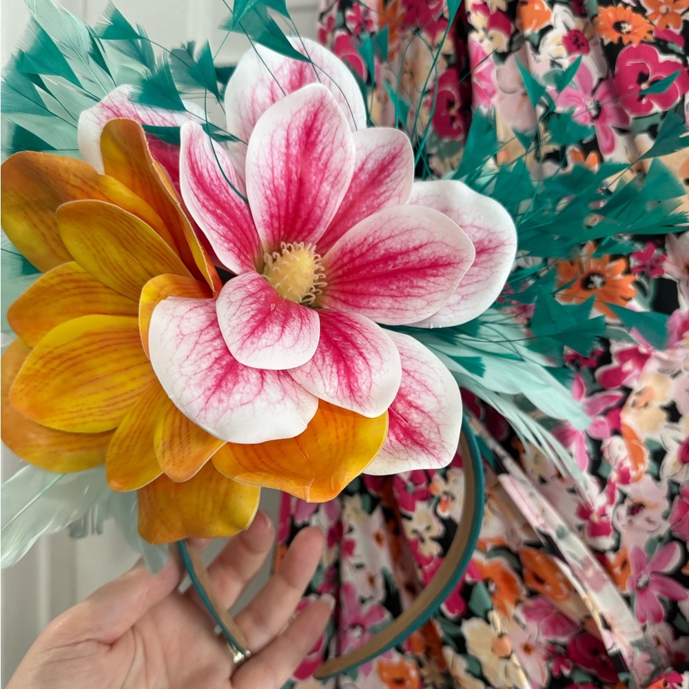 One-Shoulder Floral Pink & Orange Dress - Picture 4 of 4